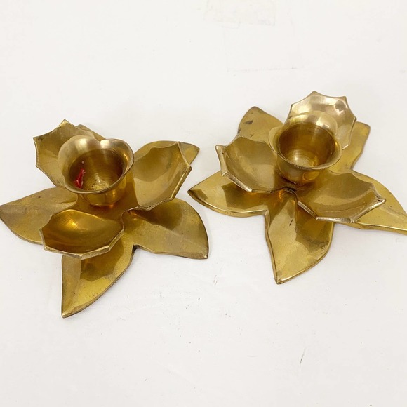 Pair of Brass Taper Candle Holders Made in India